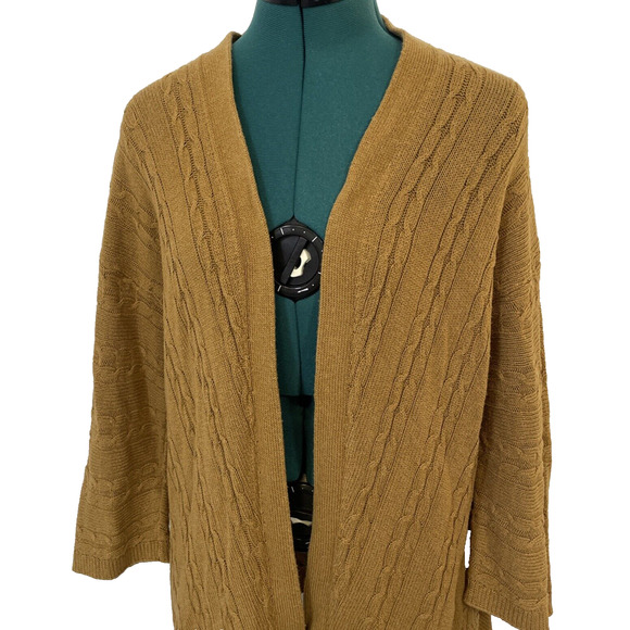 J Jill Sweater Womens Small Chartreuse‎ Cardigan Open Front Knit - Picture 3 of 10